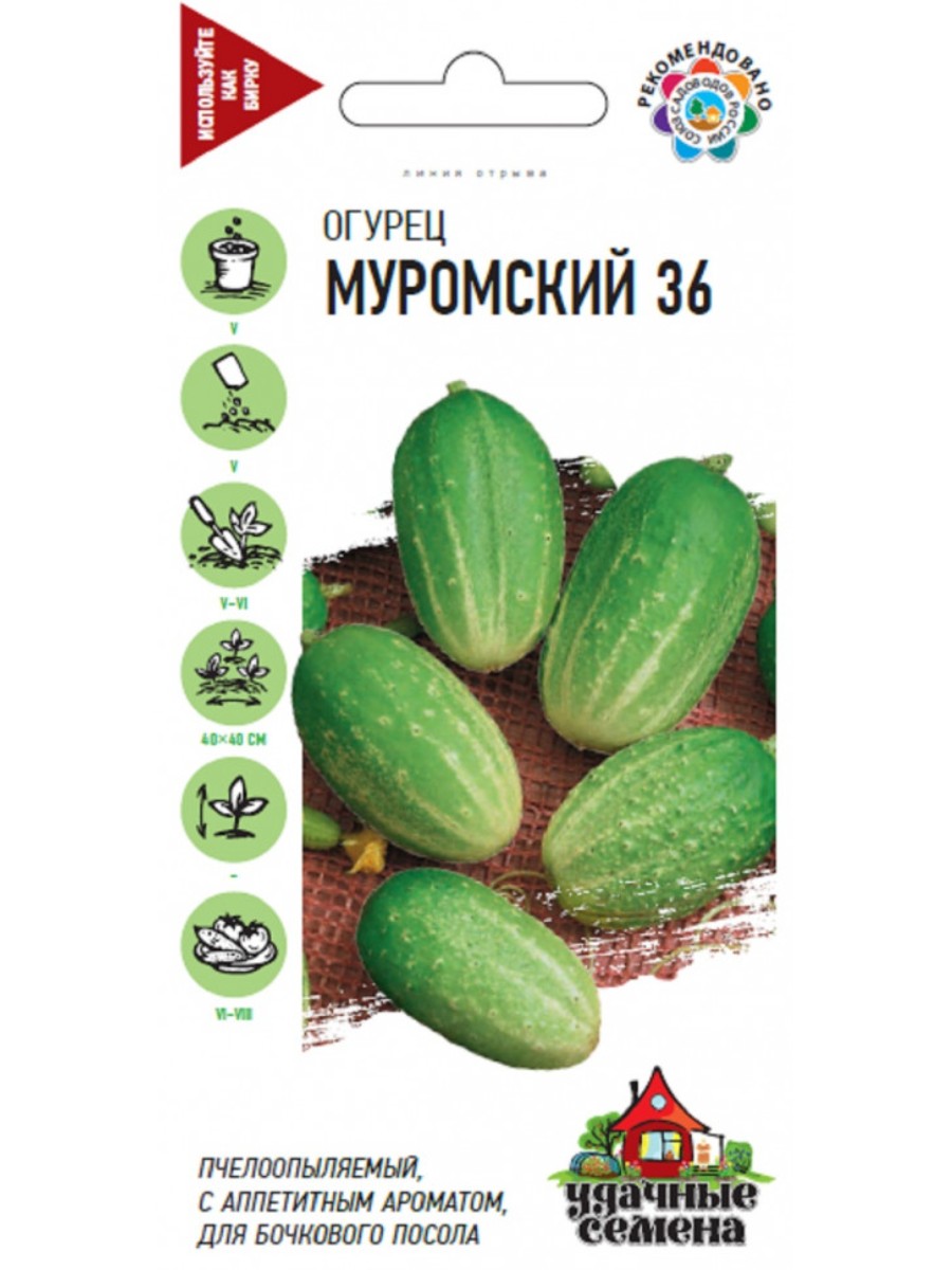 

Семена Удачные семена Огурец Муромский 36 10 упаковок по 05 гр.