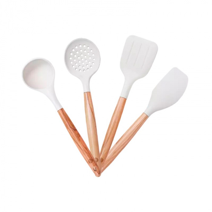 

Набор кухонных принадлежностей Din Take Olive Wood Silicone Set 4 Pieces, Белый