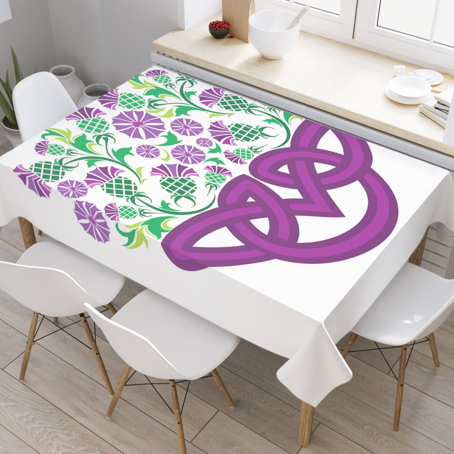 

Скатерть прямоугольная JoyArty "Кельтский чертополох" из оксфорда, 180x145 см, Фиолетовый, Кельтский чертополох