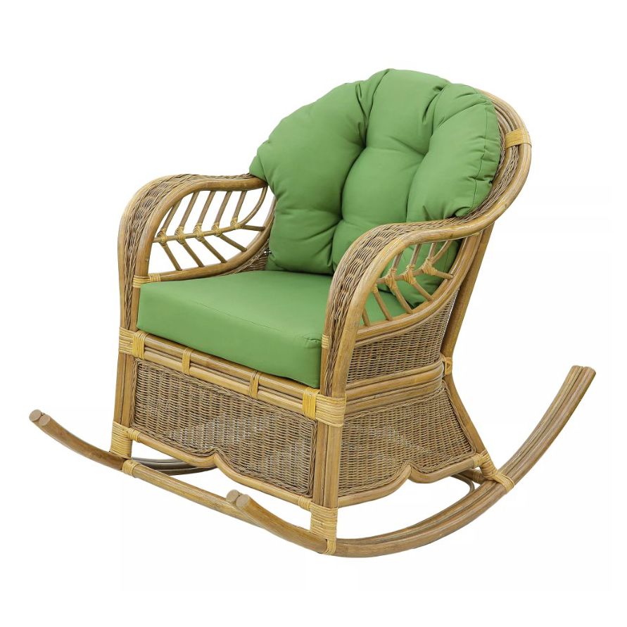 Кресло-качалка Rattan grand Brown с подушками коричневое 108 x 105 x 75 см