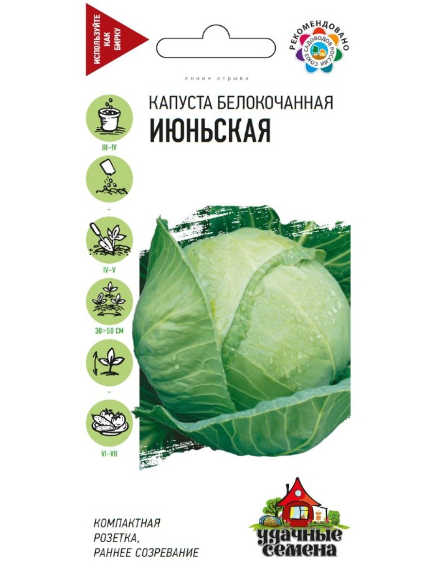 

Семена Удачные семена Капуста белокочанная Июньская 10 упаковок по 05 гр.