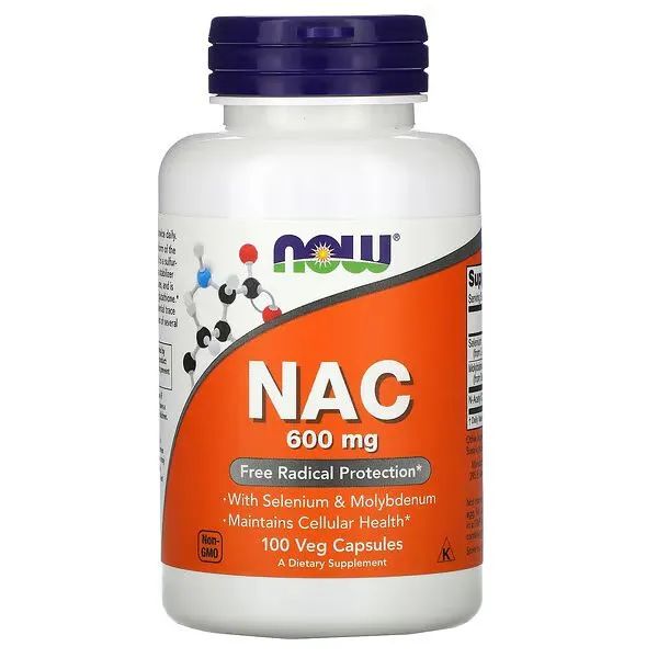 Ацетилцистеин NOW NAC 600 мг растительные капсулы 100 шт