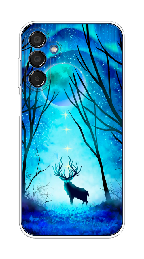 

Чехол на Samsung Galaxy M15 5G "Олень северное сияние", Синий;черный;голубой, 2109550-1