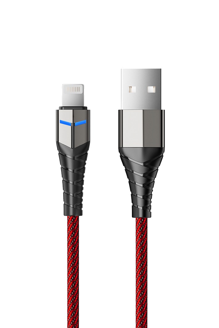

Аксессуар AccesStyle USB - Lightning 1m Red-Black AL24-F100LED, AL24-F100LED