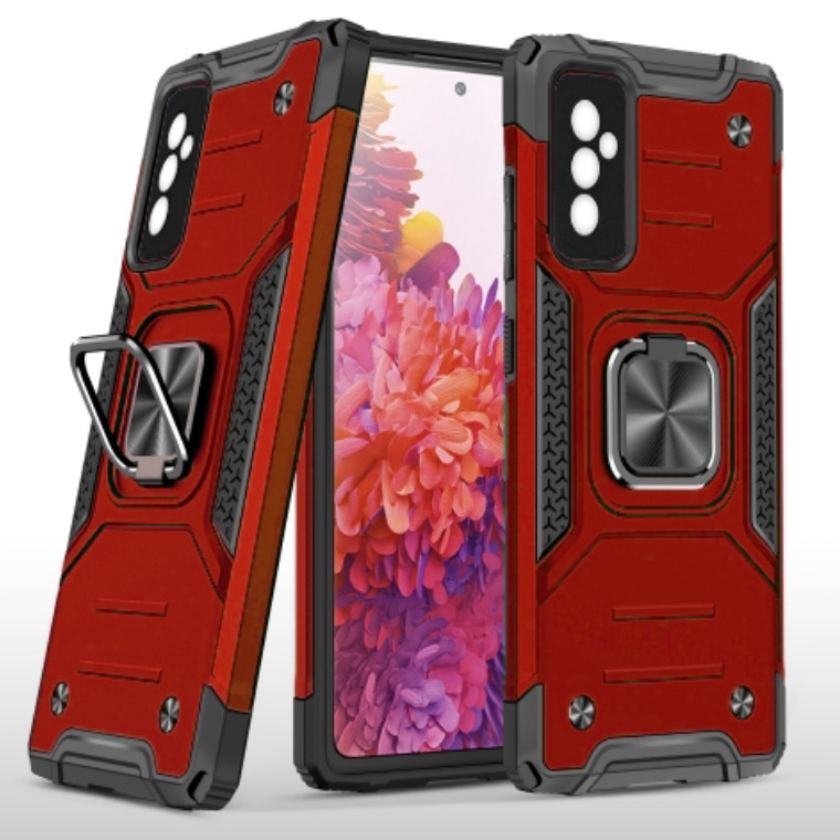 Противоударный чехол на Samsung Galaxy M52 М526 с кольцом держателем подставкой красный