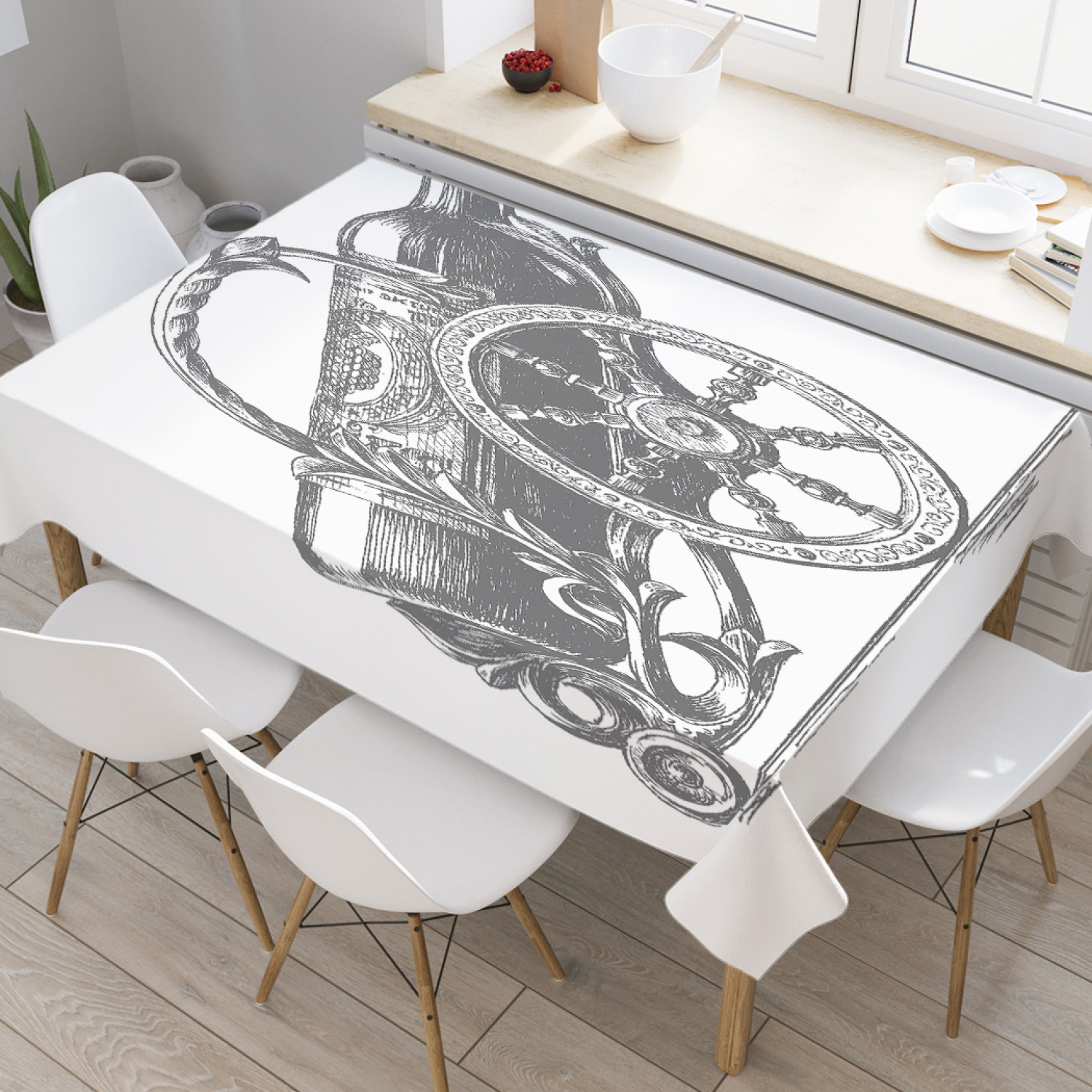 

Скатерть прямоугольная JoyArty "Подставка Царь-Пушка" из оксфорда, 180x145 см, Серый, Подставка Царь-Пушка