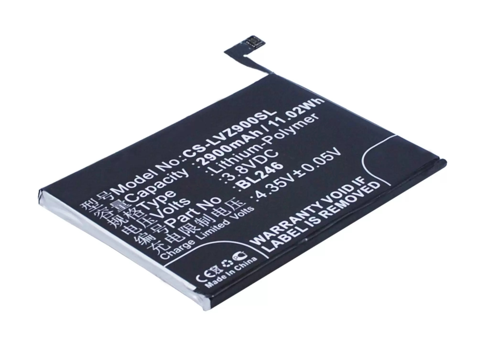 

Аккумулятор CameronSino для Lenovo Vibe Shot CS-LVZ900SL BL246 3.8V 2900mAh 11.02Wh 066131