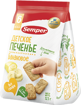 Печенье Semper Natur Balance банановое с 6 месяцев 125 г