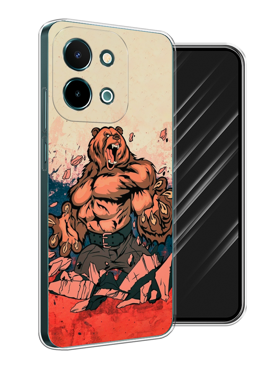 

Чехол Awog на Vivo Y28 4G "Медведь с флагом РФ", Коричневый;синий;красный, 2611650-1