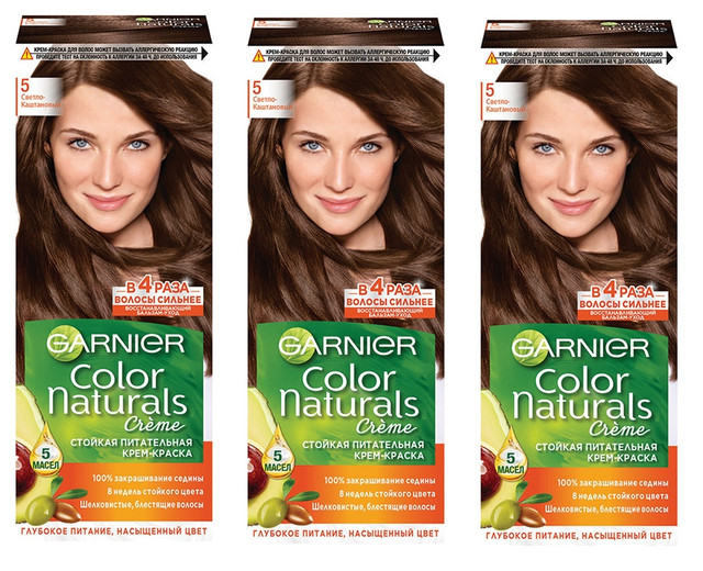 

Крем-краска для волос Garnier Color Naturals 5 Светло-каштановый 110 мл 3 шт