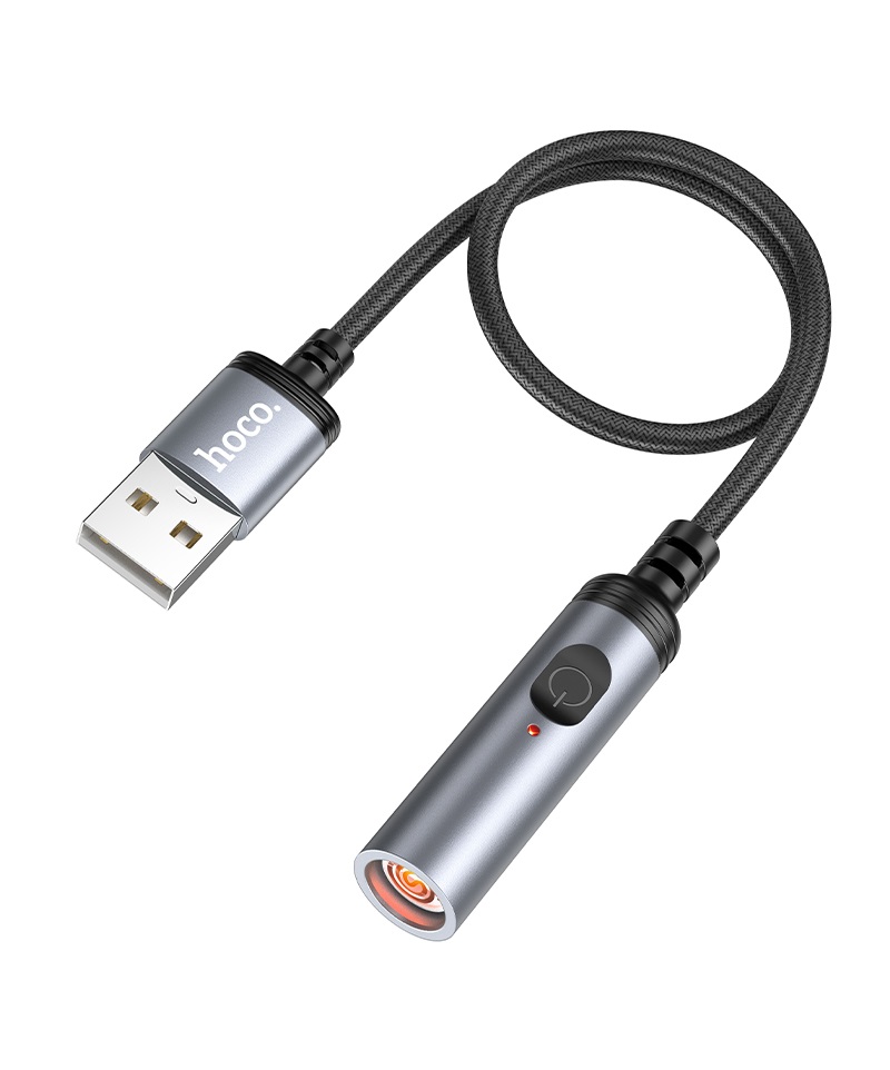 Зажигалка прикуриватель HOCO UA30 от кабеля USB-A, 30 см., черный