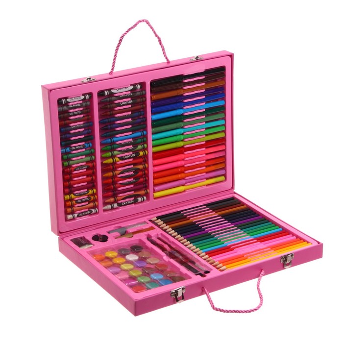 Набор для рисования в розовой коробке 122 предмета
