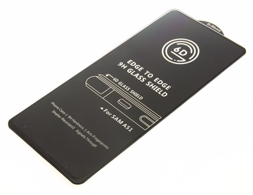 

Защитное стекло 9H Black для Samsung A51 черное т/у