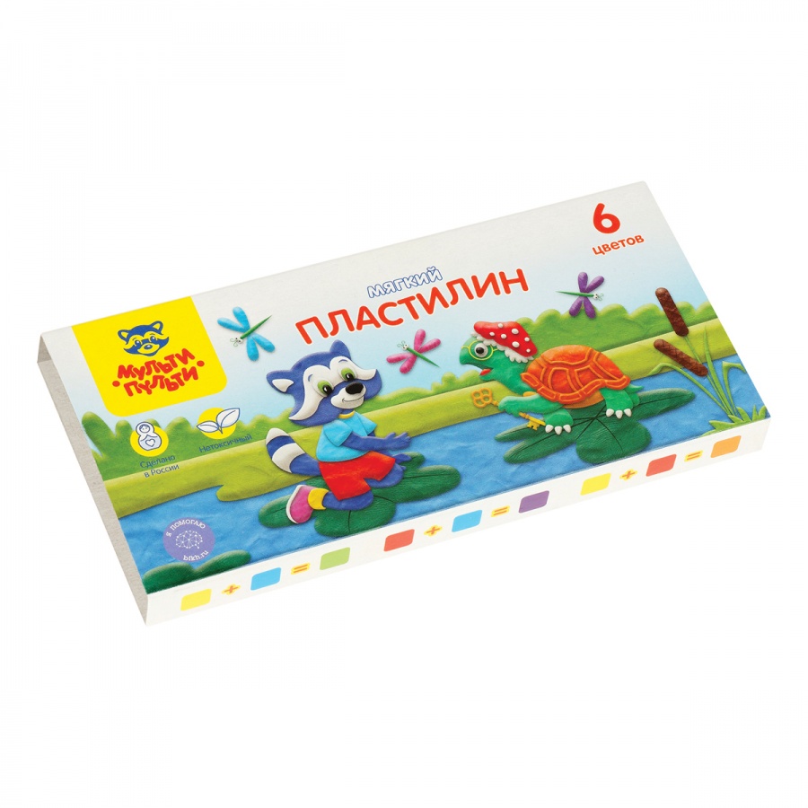 

Пластилин 6 цветов Мульти-Пульти Енот в сказке, 72г, со стеком, картон (МП_41707), 38 уп, Разноцветный