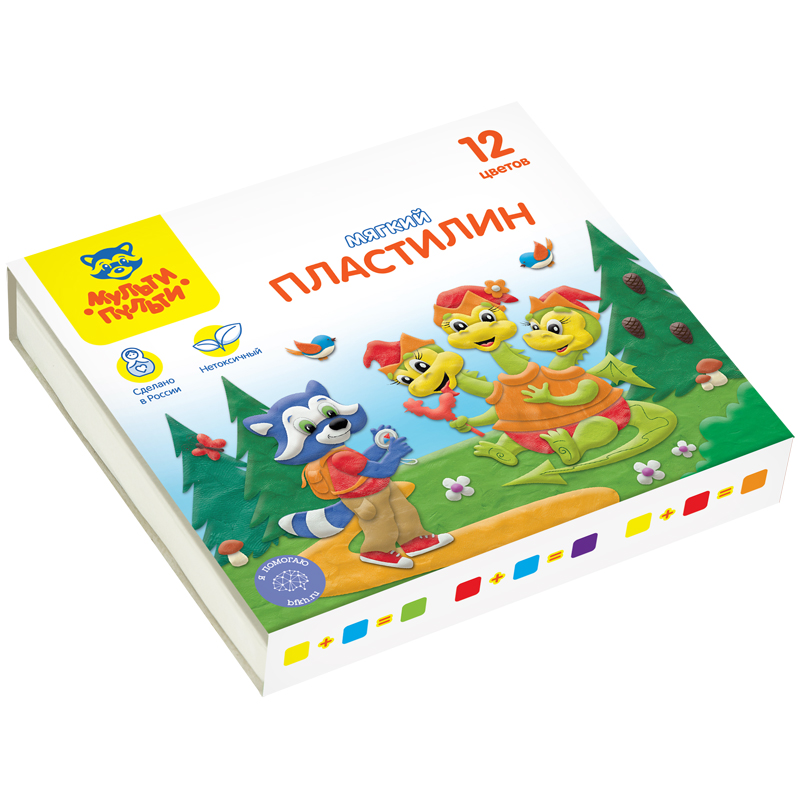 Пластилин 12 цветов Мульти-Пульти Енот в сказке, 12 цветов, 120г, картон (МП_41710), 48 уп