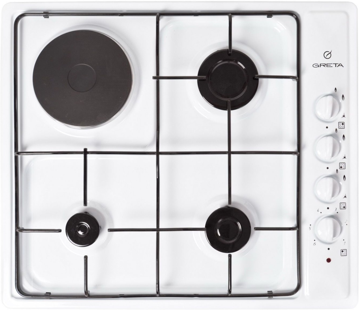 

Варочная комбинированная панель Greta KN 6003 MN 00(W) (3+1, эмаль белая)