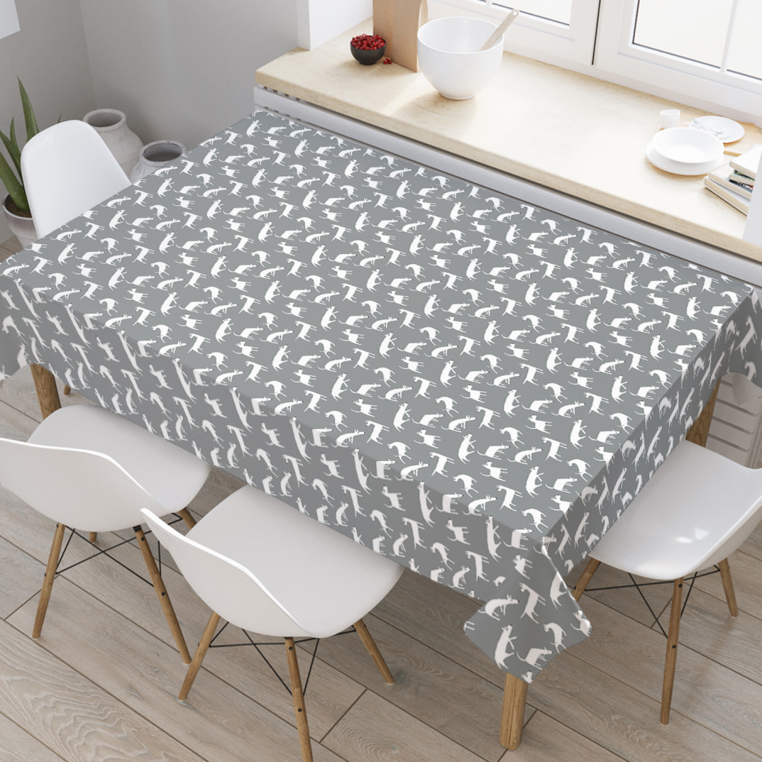 

Скатерть прямоугольная JoyArty "Собака-ищейка" из оксфорда, 180x145 см, Серый, Собака-ищейка