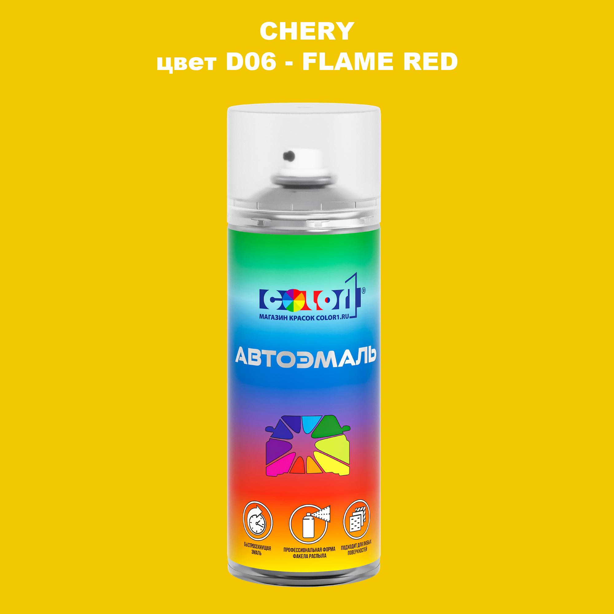 

Аэрозольная краска COLOR1 для CHERY, цвет D06 - FLAME RED, Прозрачный
