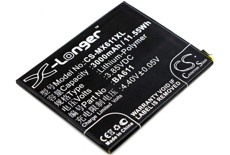 

Аккумулятор CameronSino для Meizu M5/Meilan M5 CS-MX611XL BA611 3.85V 3000mAh 11.55Wh