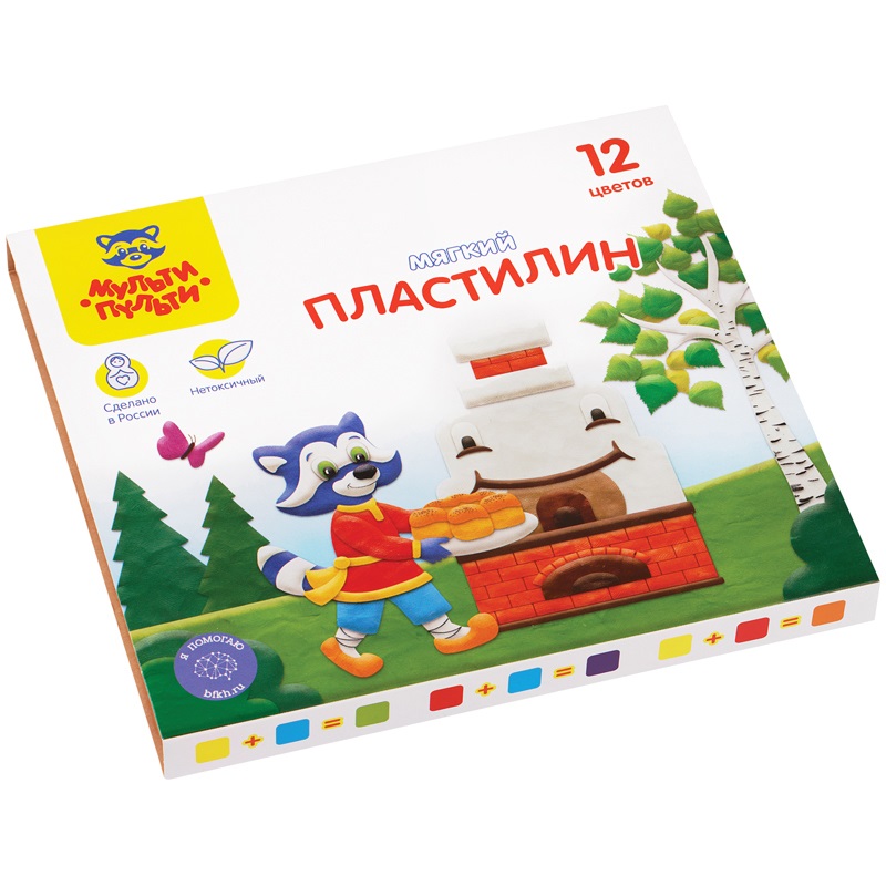 Пластилин 12 цветов Мульти-Пульти Енот в сказке, 144г, со стеком, картон (МП_41711), 20 уп