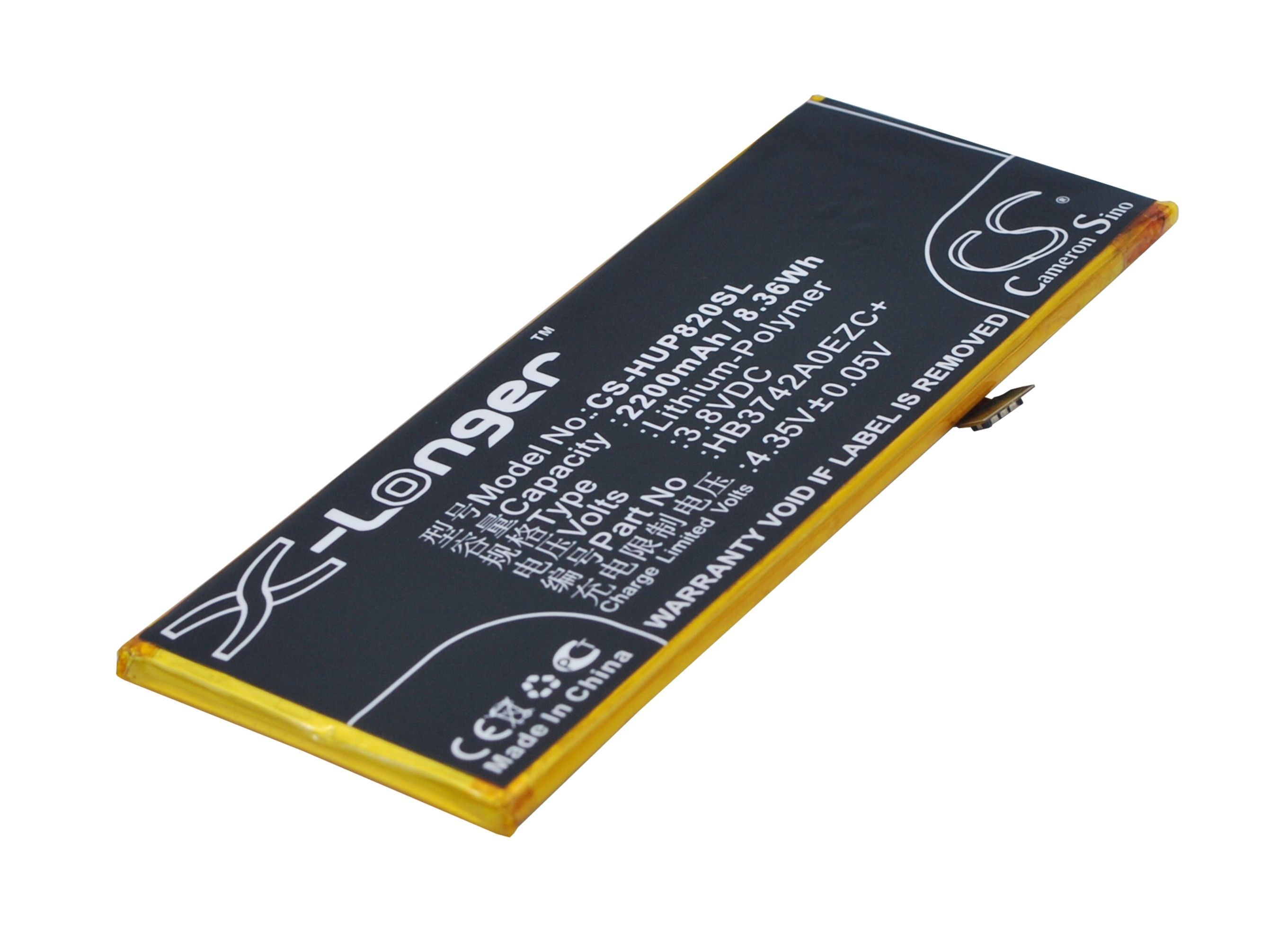 

Аккумулятор CameronSino (схожий с CS-HUP820SL) для Huawei P8 Lite 3.8V 8.36Wh 2200mAh