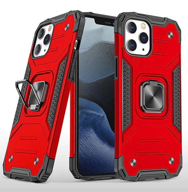 Противоударный чехол на iPhone 13 Pro Max 6.7 с кольцом держателем подставкой красный