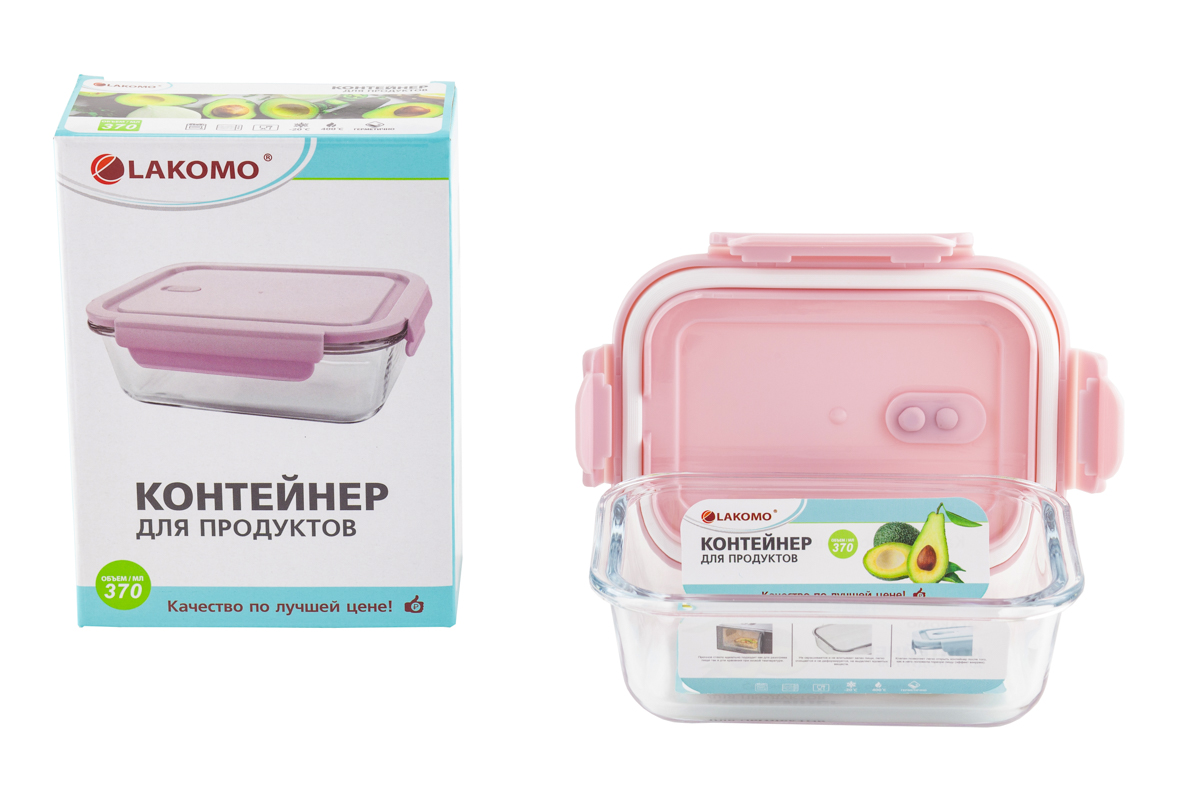 

Контейнер стекло 0,37л прям 14,5х4,8х10,4см., Розовый, 0.37