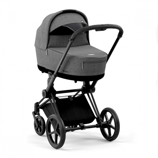 фото Cybex priam iv коляска 2 в 1, шасси iv matt black ручка black/текстиль manhattan grey plus