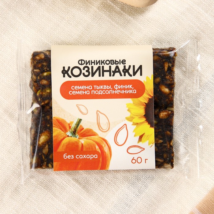 

Onlylife Козинак «Подсолечниково-тыквенный» финиковый, 60 г