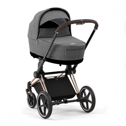 

Cybex Priam IV Коляска 2 в 1, шасси IV Rosegold ручка Black/текстиль Manhattan Grey Plus, Priam-4