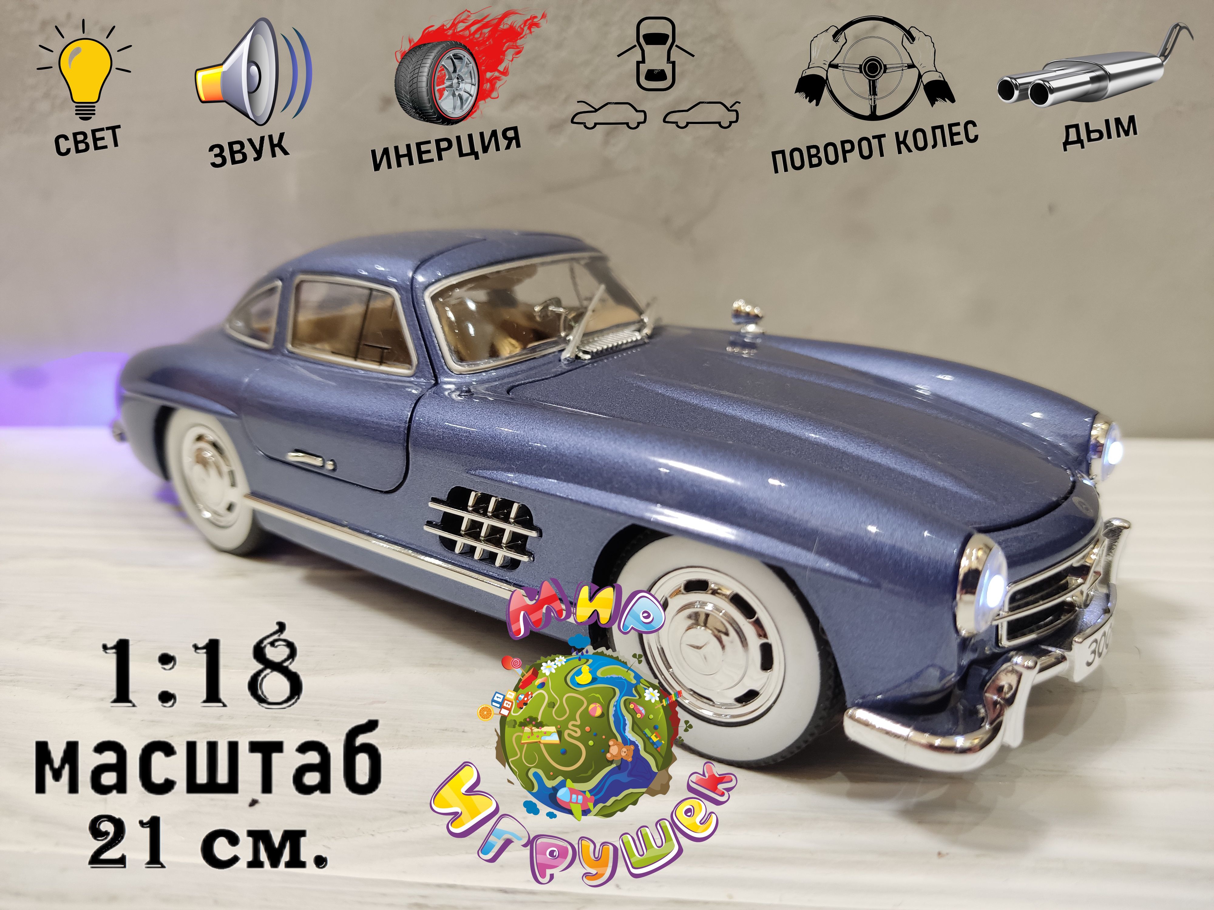 

Коллекционная машинка Miniauto Mercedes-Benz 300SL 1954г, с откр дверьми, капотом, багаж, Mercedes-Benz 300SL