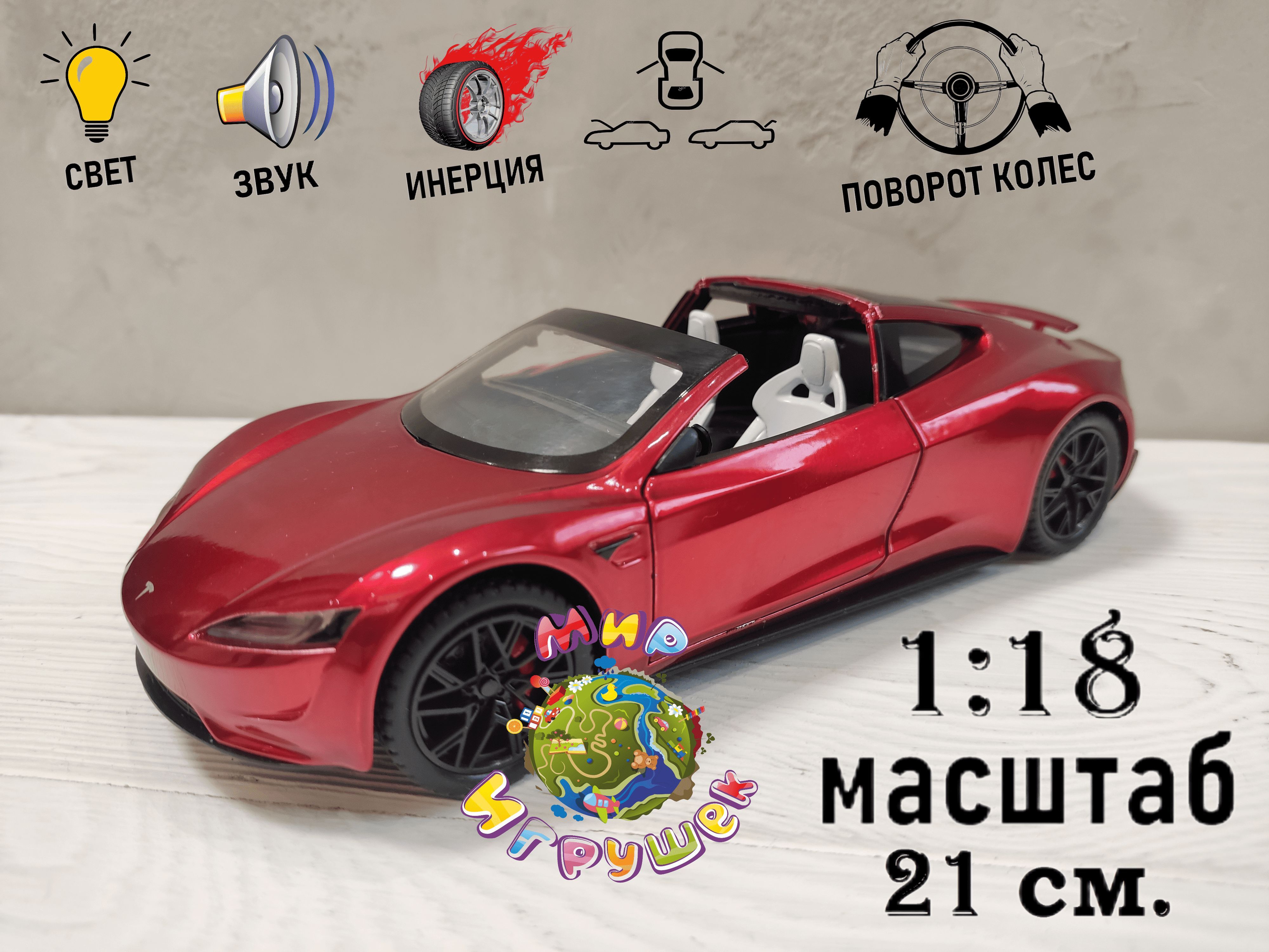 Коллекционная машинка Miniauto Tesla Model S, с открывающими дверьми, капотом, багажником