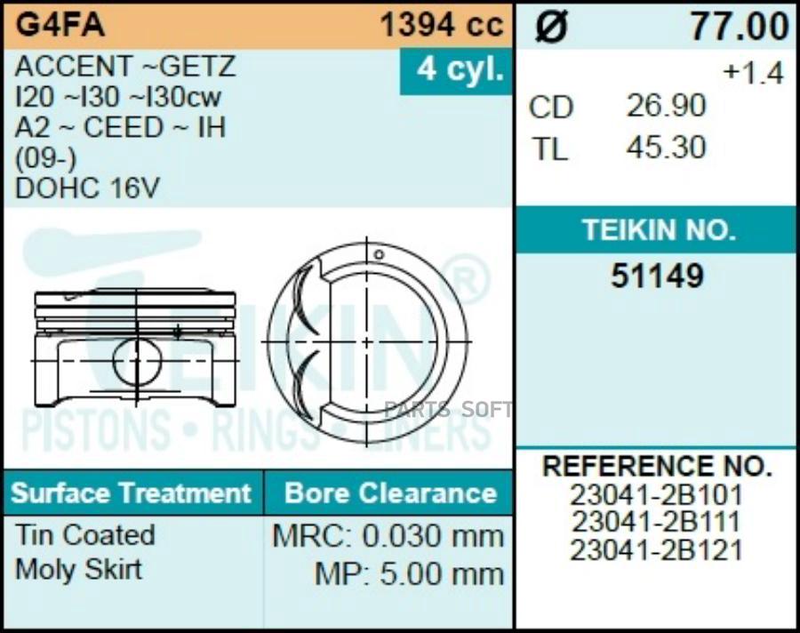 

Поршни +0.50 TEIKIN арт. 511490.50