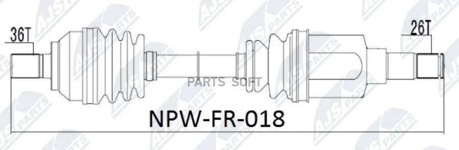 

NTY 'NPWFR018 Полуось, ford focus ii 1.6i/1.8i /atm/ 1шт