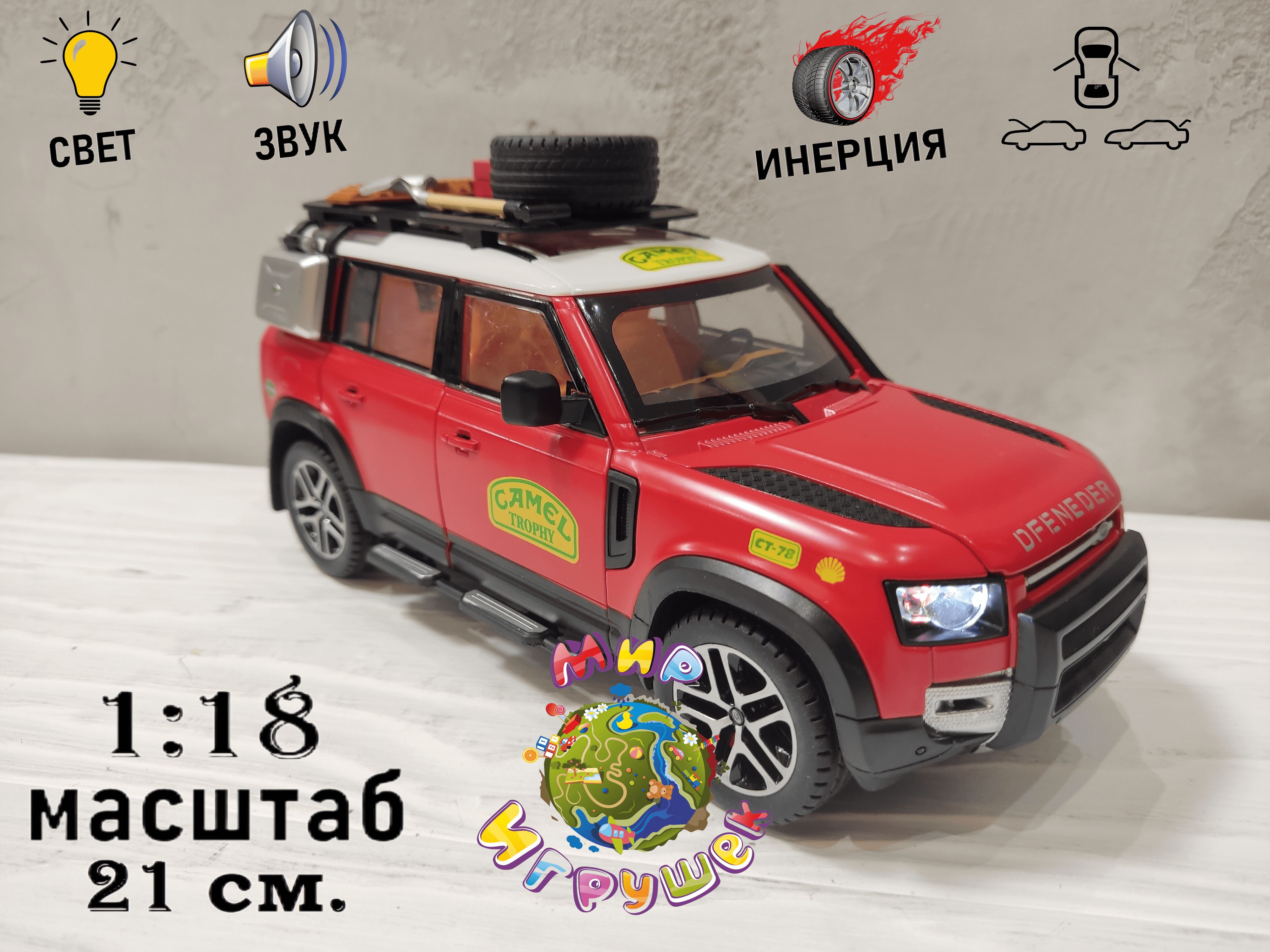 

Коллекционная машинка Miniauto Land Rover Defender, с открыв дверьми, капотом, багаж, Land Rover Defender