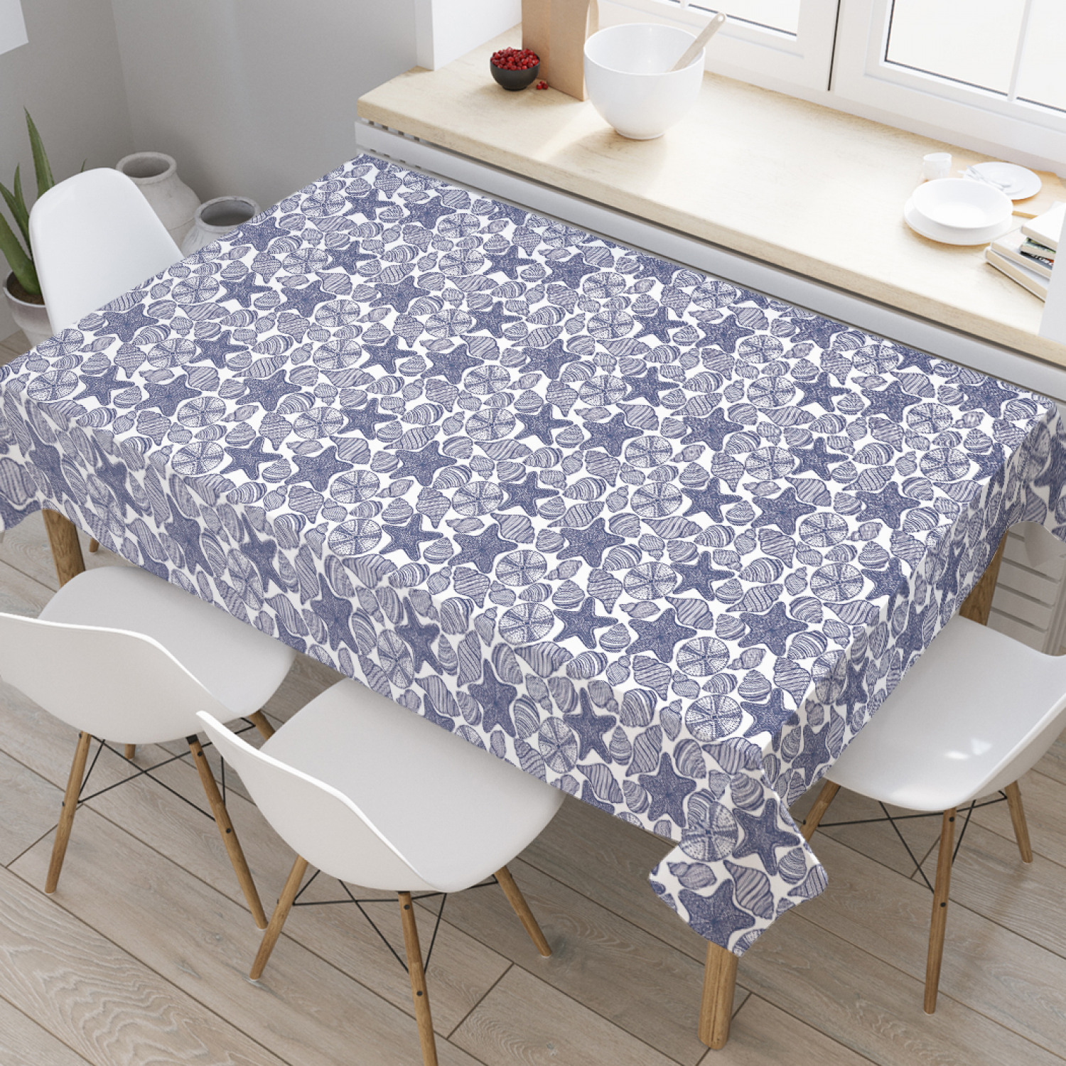 

Скатерть прямоугольная JoyArty "Графические ракушки" из оксфорда, 180x145 см, Фиолетовый, Графические ракушки