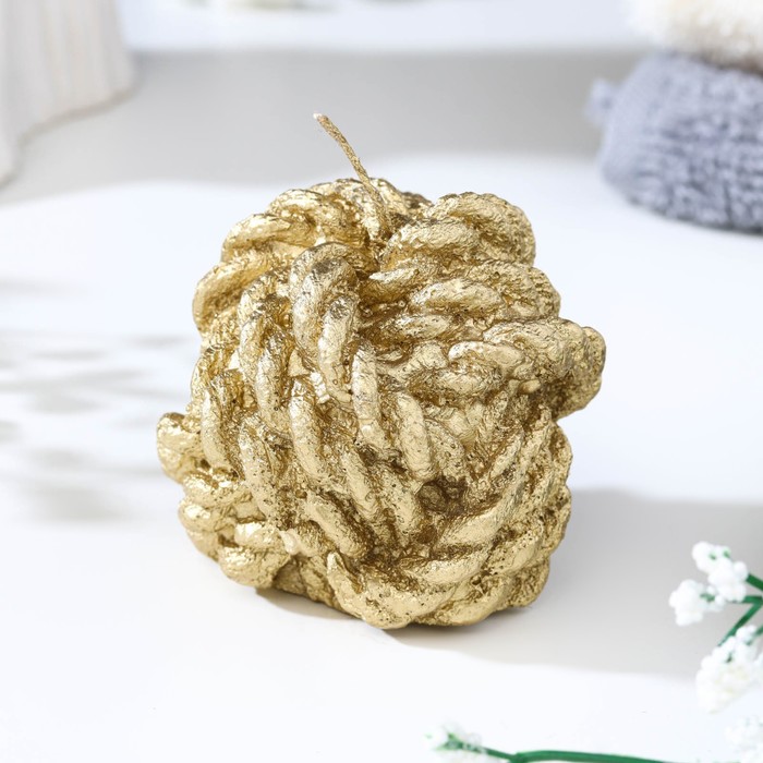 

Свеча фигурная лакированная Клубок, 5х5,5 см, золото