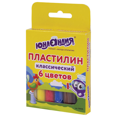 

Пластилин 6 цветов Юнландия "Юнландик-Скульптор", 120г (105028), 12 уп., Разноцветный