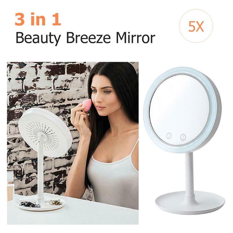 

Зеркало для макияжа Beauty Breeze Mirror с подсветкой и встроенным вентилятором, Белый