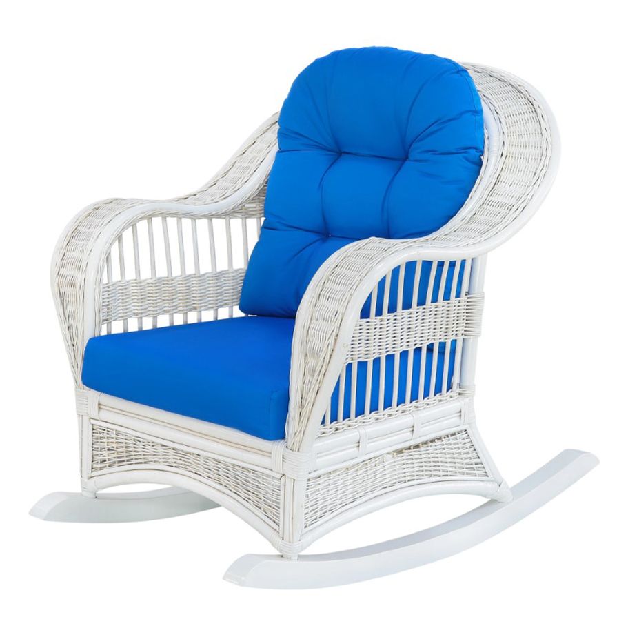 Кресло-качалка Rattan grand white с подушками белое 100 x 84 x 110 см