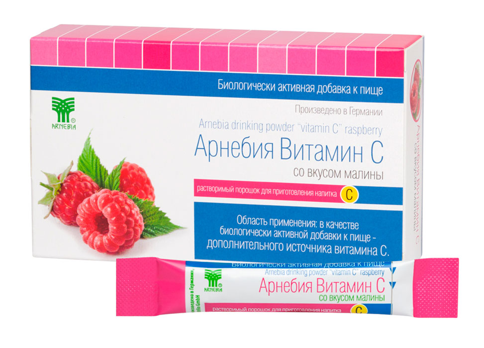 

ВИТАМИН С Арнебия со вкусом малины растворимый порошок пакеты 10 шт., ВИТАМИН С со вкусом малины