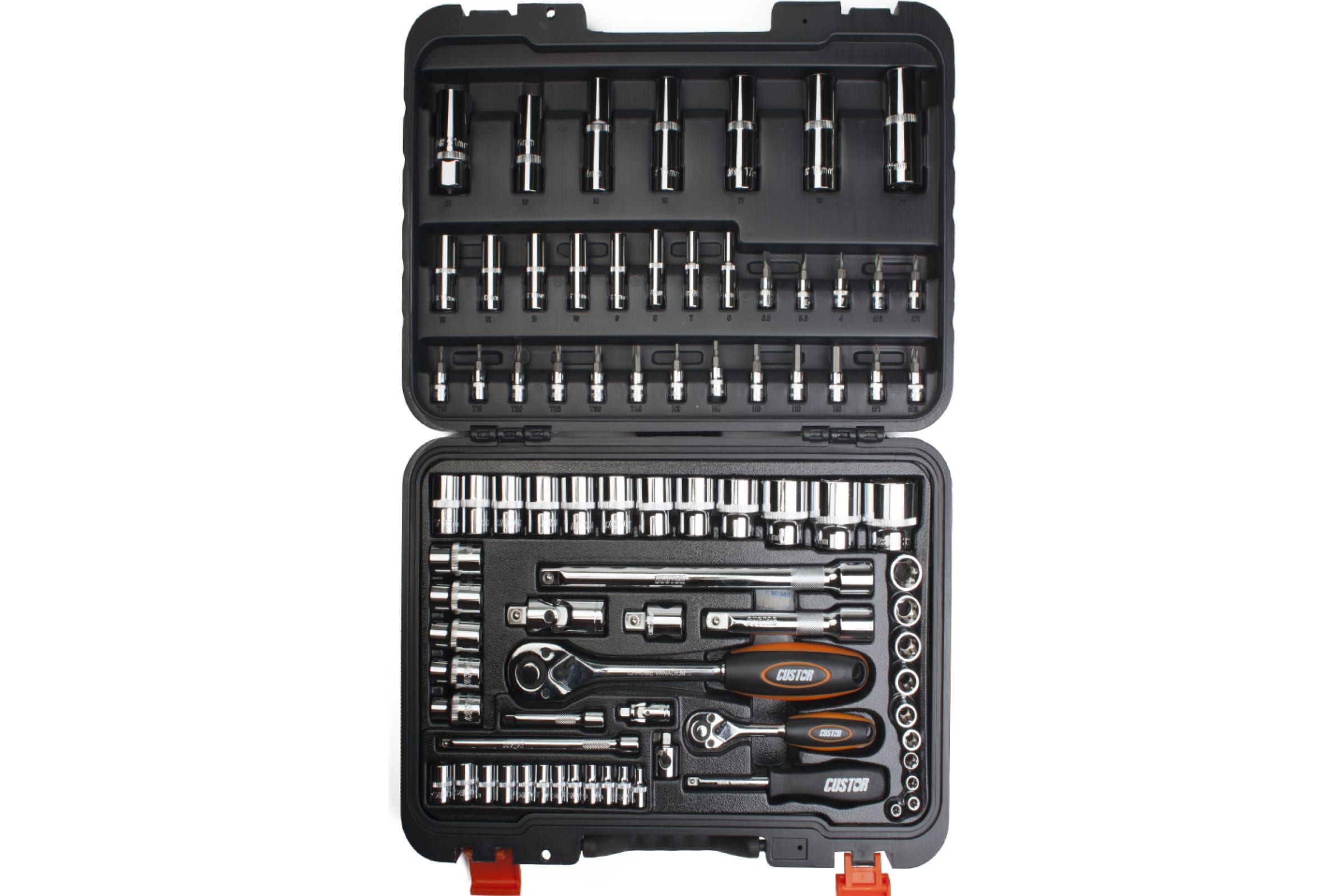 

CUSTOR Набор торцевых головок и торцевых головок со вставкой 83 предмета 1/4 1/2 TK-02483K
