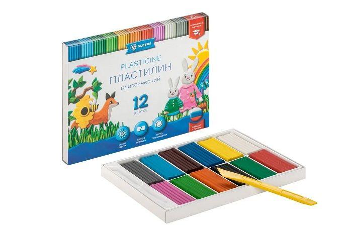 

Пластилин 12 цветов Глобус "Классический", 240г, со стеком (ПЛ12-06К), 20 уп.