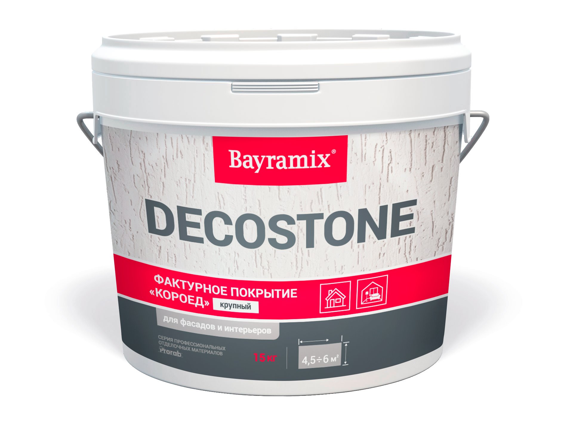фото Фасадная штукатурка короед bayramix decostone (крупная), 15 кг