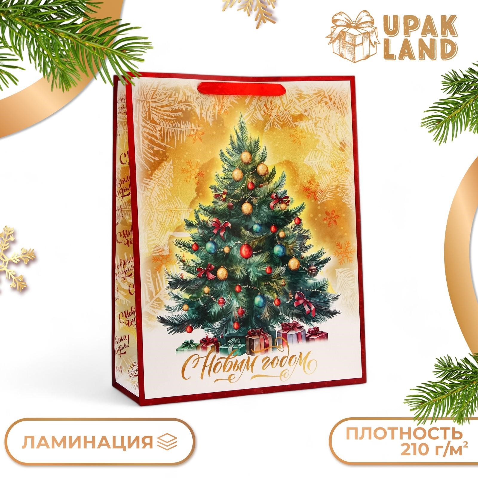 

Подарочный пакет UPAK LAND ламинированный Ёлочка, L 31х40х12 см, 1 шт