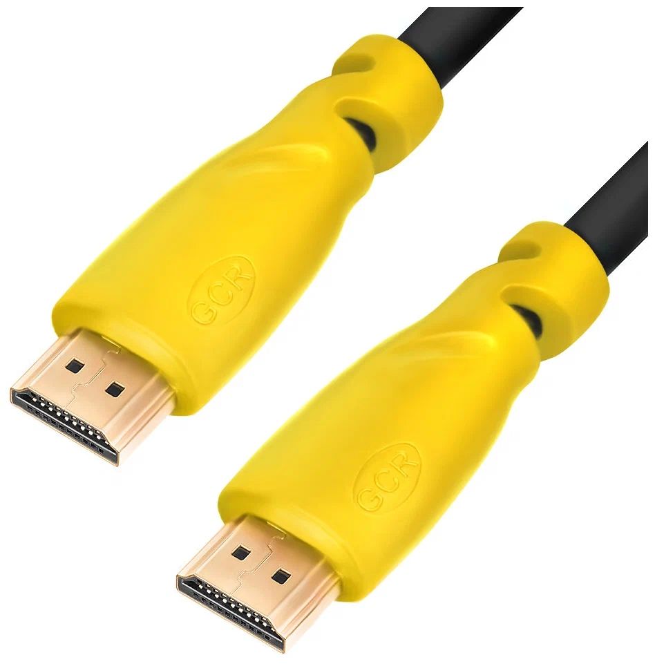 фото Кабель gcr 0.5 м hdmi 1.4, желтые коннекторы, позолоченные контакты, fullhd