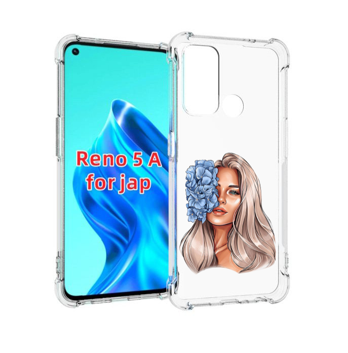 

Чехол MyPads блондинка-с-голубыми-цветами женский для Oppo Reno 5A, Прозрачный, Tocco