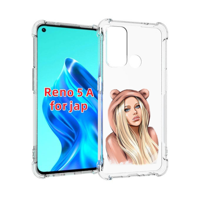 

Чехол MyPads блондинка-в-капюшоне женский для Oppo Reno 5A, Прозрачный, Tocco