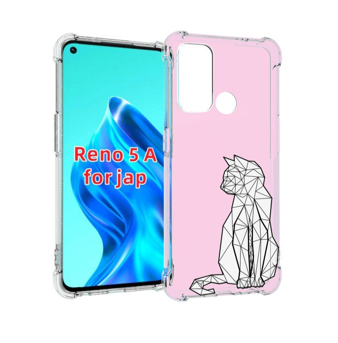 

Чехол MyPads белый котик с гранями для Oppo Reno 5A, Прозрачный, Tocco