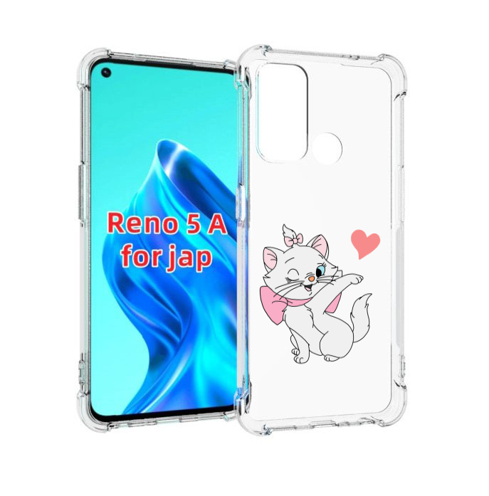 

Чехол MyPads белая-кошечка-с-сердечком женский для Oppo Reno 5A, Прозрачный, Tocco